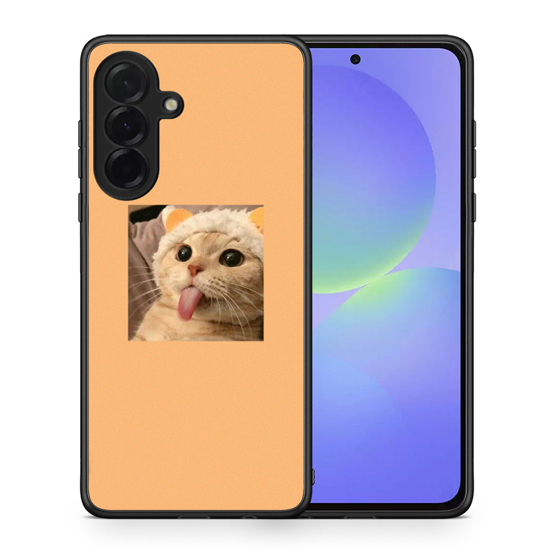 Θήκη Samsung Galaxy A36 Cat Tongue από τη Smartfits με σχέδιο στο πίσω μέρος και μαύρο περίβλημα | Samsung Galaxy A36 Cat Tongue case with colorful back and black bezels