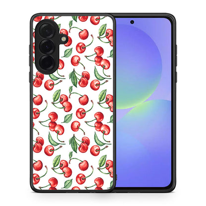 Θήκη Samsung Galaxy A36 Cherry Summer από τη Smartfits με σχέδιο στο πίσω μέρος και μαύρο περίβλημα | Samsung Galaxy A36 Cherry Summer case with colorful back and black bezels