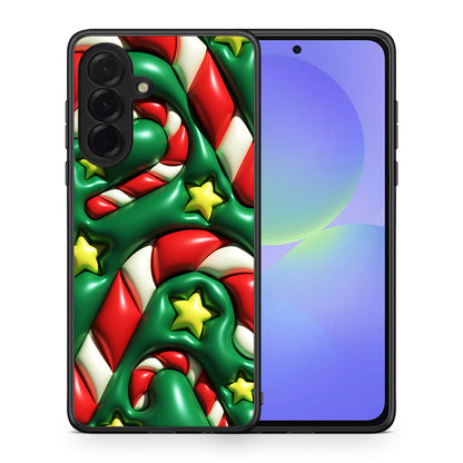 Θήκη Samsung Galaxy A36 Christmas Bubbles από τη Smartfits με σχέδιο στο πίσω μέρος και μαύρο περίβλημα | Samsung Galaxy A36 Christmas Bubbles case with colorful back and black bezels