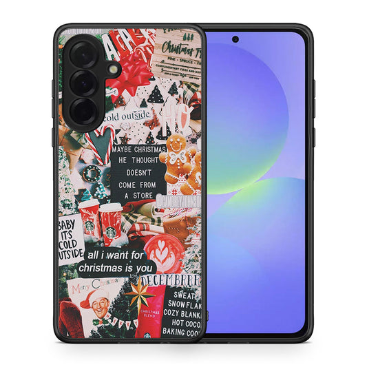 Θήκη Samsung Galaxy A36 Christmas Happiness από τη Smartfits με σχέδιο στο πίσω μέρος και μαύρο περίβλημα | Samsung Galaxy A36 Christmas Happiness case with colorful back and black bezels