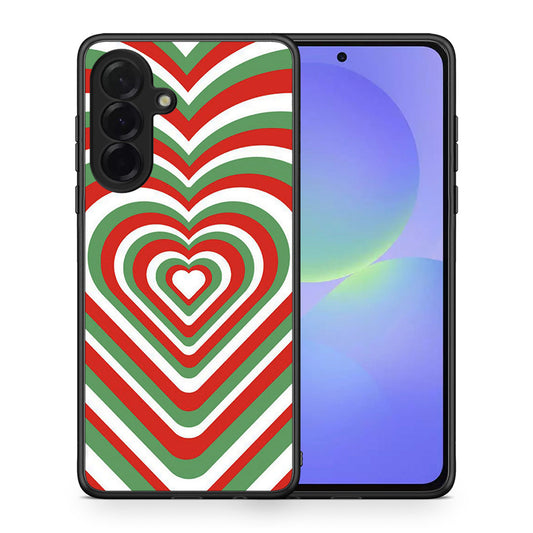 Θήκη Samsung Galaxy A36 Christmas Hearts από τη Smartfits με σχέδιο στο πίσω μέρος και μαύρο περίβλημα | Samsung Galaxy A36 Christmas Hearts case with colorful back and black bezels