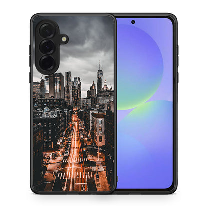 Θήκη Samsung Galaxy A36 City Lights από τη Smartfits με σχέδιο στο πίσω μέρος και μαύρο περίβλημα | Samsung Galaxy A36 City Lights case with colorful back and black bezels
