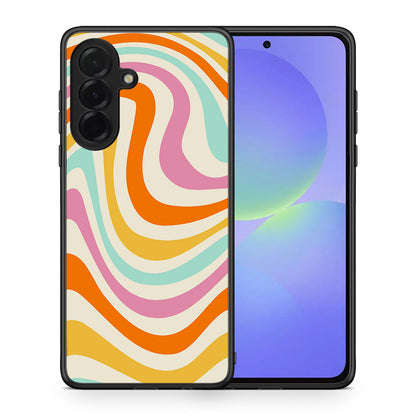 Θήκη Samsung Galaxy A36 Colourful Waves από τη Smartfits με σχέδιο στο πίσω μέρος και μαύρο περίβλημα | Samsung Galaxy A36 Colourful Waves case with colorful back and black bezels