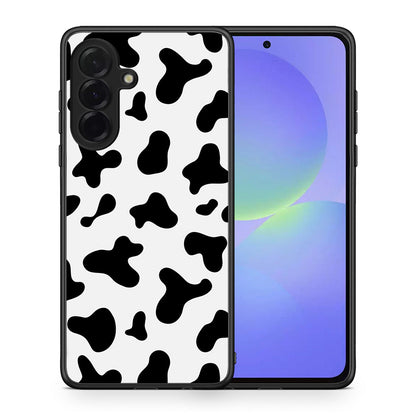 Θήκη Samsung Galaxy A36 Cow Print από τη Smartfits με σχέδιο στο πίσω μέρος και μαύρο περίβλημα | Samsung Galaxy A36 Cow Print case with colorful back and black bezels