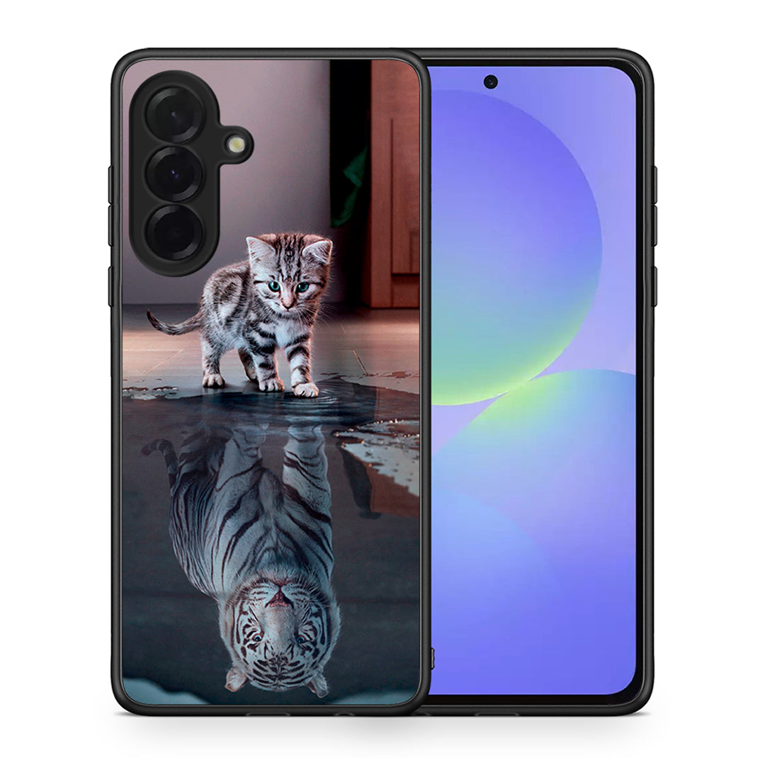 Θήκη Samsung Galaxy A36 Tiger Cute από τη Smartfits με σχέδιο στο πίσω μέρος και μαύρο περίβλημα | Samsung Galaxy A36 Tiger Cute case with colorful back and black bezels