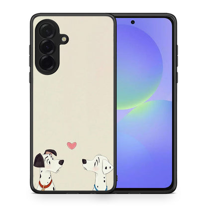 Θήκη Samsung Galaxy A36 Dalmatians Love από τη Smartfits με σχέδιο στο πίσω μέρος και μαύρο περίβλημα | Samsung Galaxy A36 Dalmatians Love case with colorful back and black bezels
