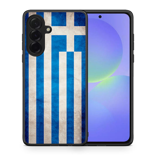 Θήκη Samsung Galaxy A36 Greek Flag από τη Smartfits με σχέδιο στο πίσω μέρος και μαύρο περίβλημα | Samsung Galaxy A36 Greek Flag case with colorful back and black bezels