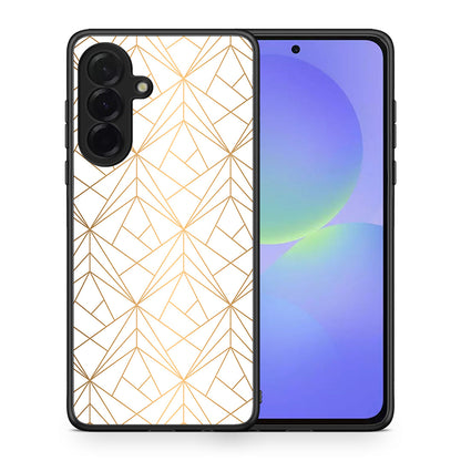 Θήκη Samsung Galaxy A36 Luxury White Geometric από τη Smartfits με σχέδιο στο πίσω μέρος και μαύρο περίβλημα | Samsung Galaxy A36 Luxury White Geometric case with colorful back and black bezels