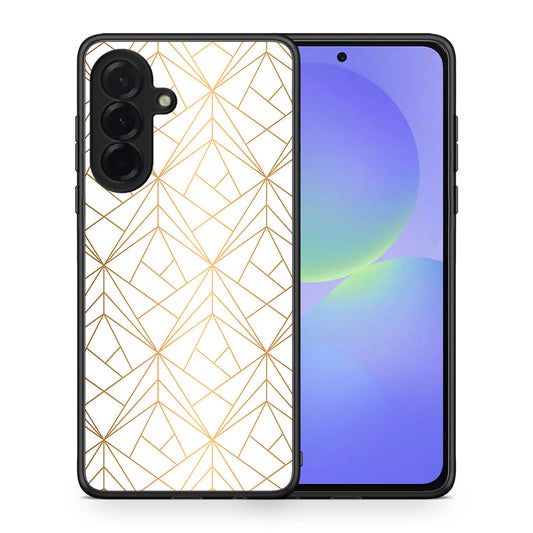 Θήκη Samsung Galaxy A36 Luxury White Geometric από τη Smartfits με σχέδιο στο πίσω μέρος και μαύρο περίβλημα | Samsung Galaxy A36 Luxury White Geometric case with colorful back and black bezels