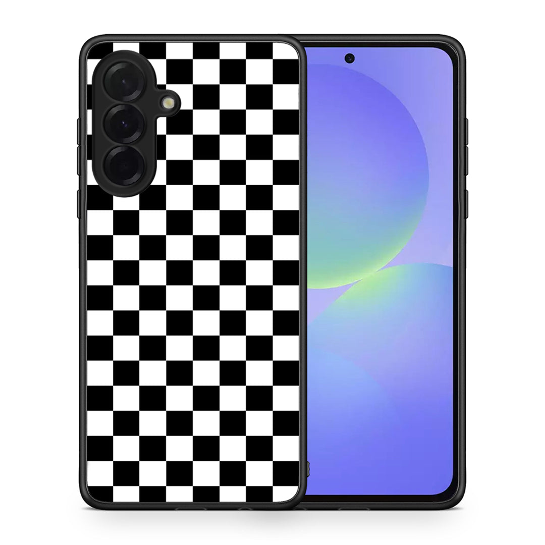 Θήκη Samsung Galaxy A36 Squares Geometric από τη Smartfits με σχέδιο στο πίσω μέρος και μαύρο περίβλημα | Samsung Galaxy A36 Squares Geometric case with colorful back and black bezels