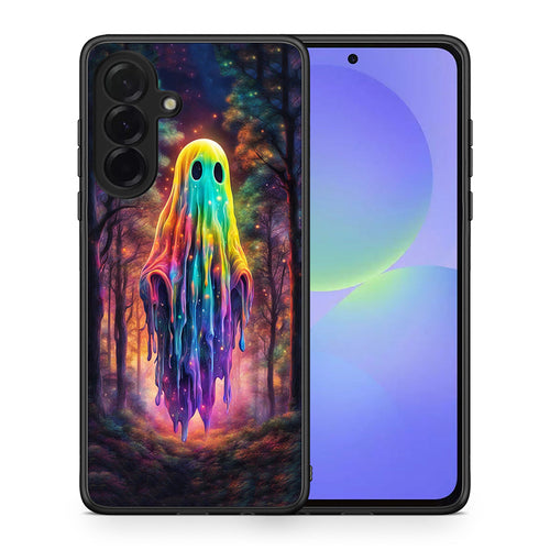 Θήκη Samsung Galaxy A36 Halloween Ghost από τη Smartfits με σχέδιο στο πίσω μέρος και μαύρο περίβλημα | Samsung Galaxy A36 Halloween Ghost case with colorful back and black bezels