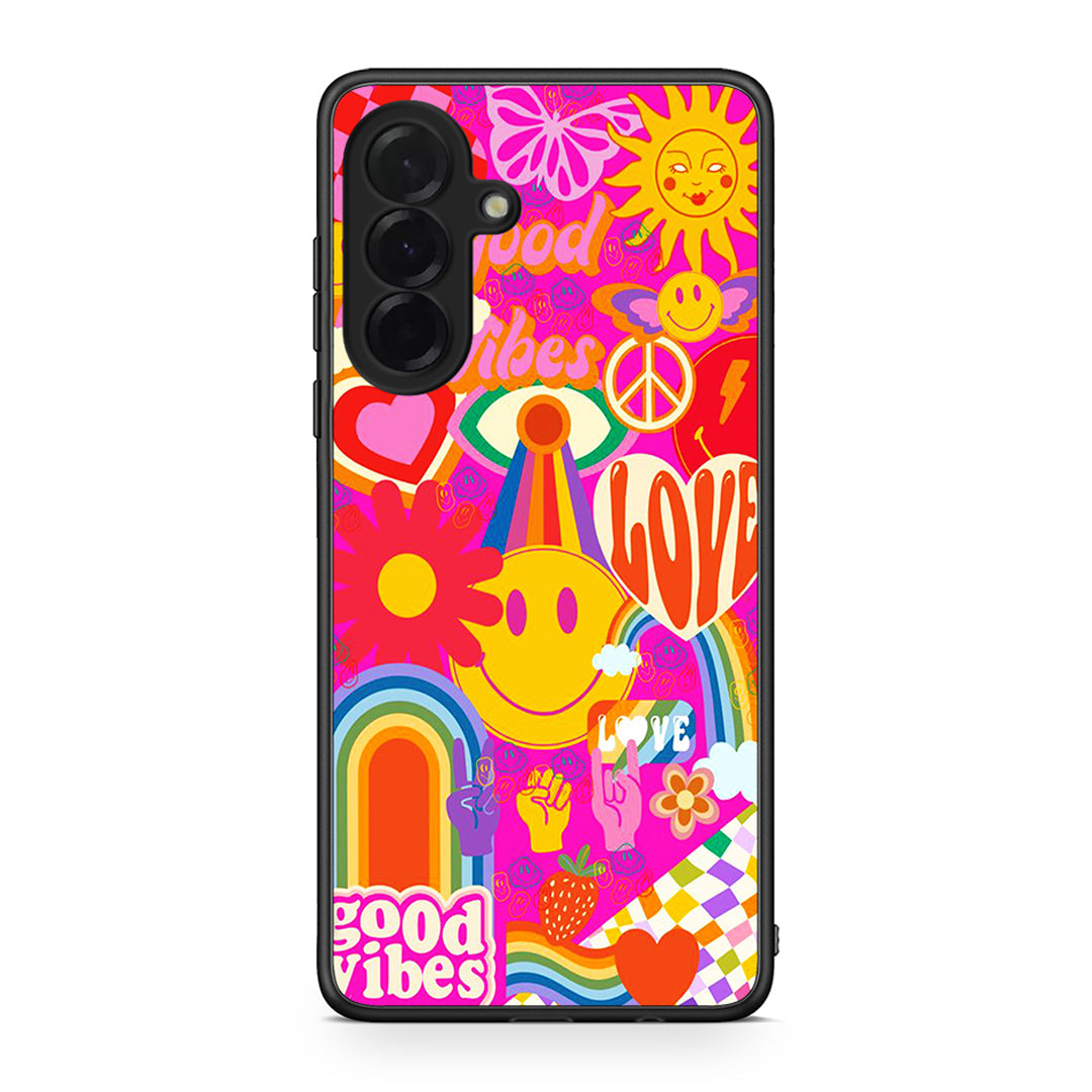 Samsung Galaxy A36 Hippie Love θήκη από τη Smartfits με σχέδιο στο πίσω μέρος και μαύρο περίβλημα | Smartphone case with colorful back and black bezels by Smartfits