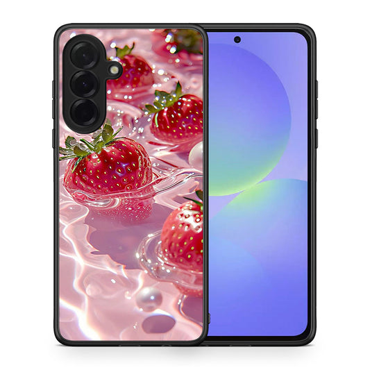 Θήκη Samsung Galaxy A36 Juicy Strawberries από τη Smartfits με σχέδιο στο πίσω μέρος και μαύρο περίβλημα | Samsung Galaxy A36 Juicy Strawberries case with colorful back and black bezels