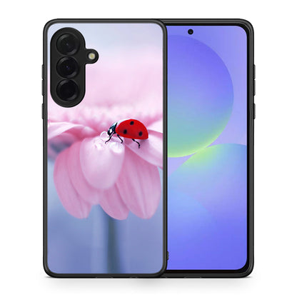 Θήκη Samsung Galaxy A36 Ladybug Flower από τη Smartfits με σχέδιο στο πίσω μέρος και μαύρο περίβλημα | Samsung Galaxy A36 Ladybug Flower case with colorful back and black bezels