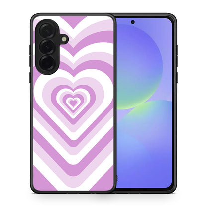 Θήκη Samsung Galaxy A36 Lilac Hearts από τη Smartfits με σχέδιο στο πίσω μέρος και μαύρο περίβλημα | Samsung Galaxy A36 Lilac Hearts case with colorful back and black bezels