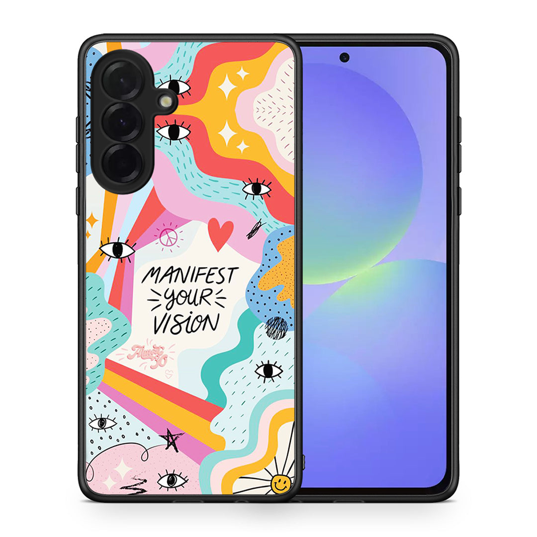 Θήκη Samsung Galaxy A36 Manifest Your Vision από τη Smartfits με σχέδιο στο πίσω μέρος και μαύρο περίβλημα | Samsung Galaxy A36 Manifest Your Vision case with colorful back and black bezels