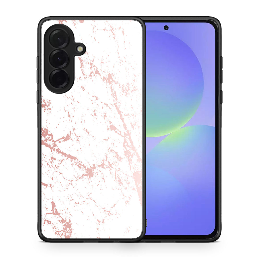 Θήκη Samsung Galaxy A36 Pink Splash Marble από τη Smartfits με σχέδιο στο πίσω μέρος και μαύρο περίβλημα | Samsung Galaxy A36 Pink Splash Marble case with colorful back and black bezels
