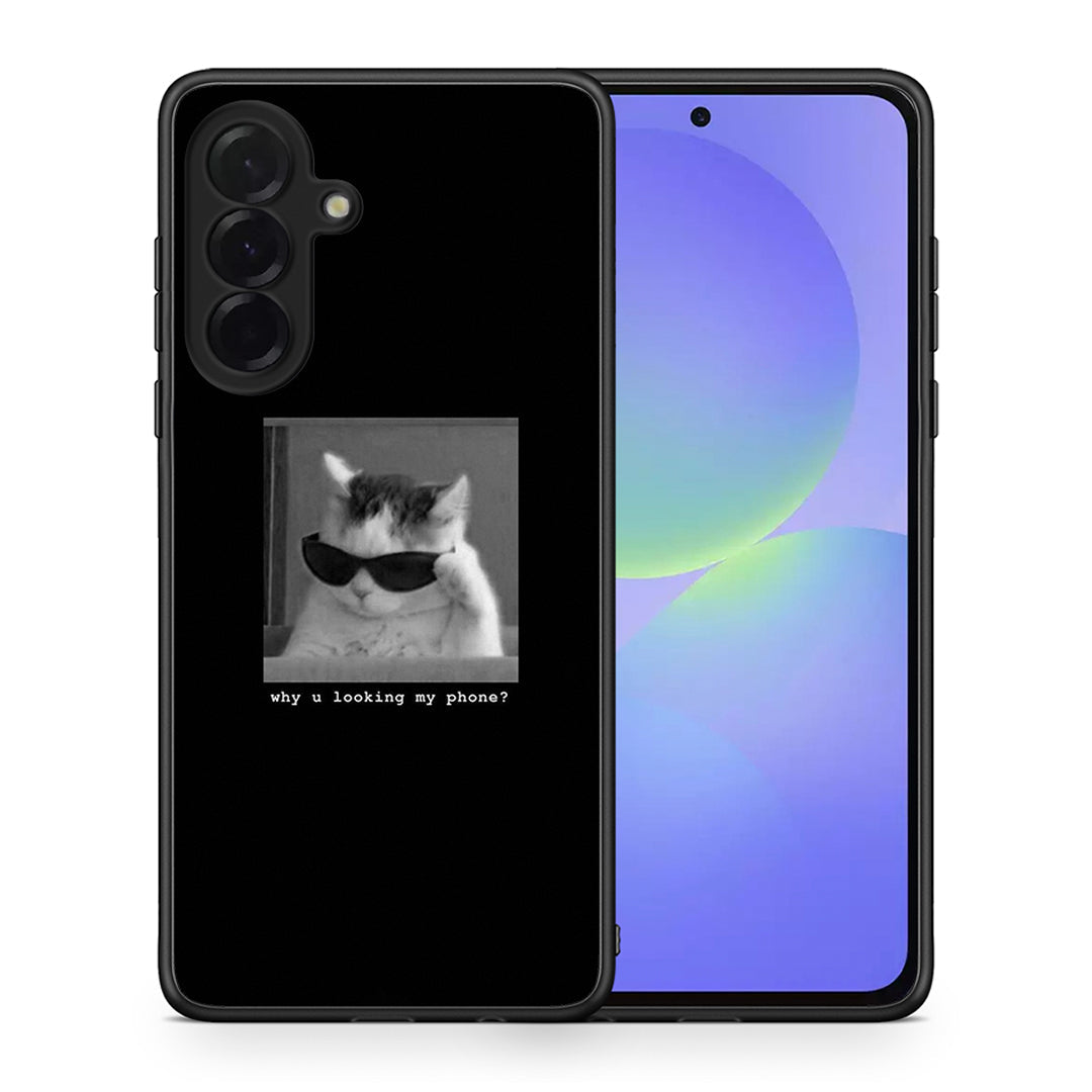 Θήκη Samsung Galaxy A36 Meme Cat από τη Smartfits με σχέδιο στο πίσω μέρος και μαύρο περίβλημα | Samsung Galaxy A36 Meme Cat case with colorful back and black bezels