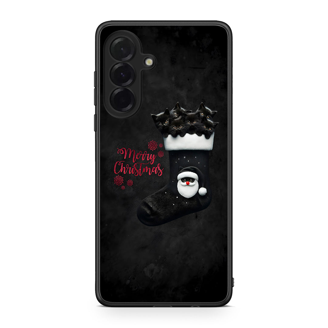 Samsung Galaxy A36 Merry Cat Christmas θήκη από τη Smartfits με σχέδιο στο πίσω μέρος και μαύρο περίβλημα | Smartphone case with colorful back and black bezels by Smartfits