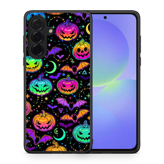 Θήκη Samsung Galaxy A36 Neon Halloween από τη Smartfits με σχέδιο στο πίσω μέρος και μαύρο περίβλημα | Samsung Galaxy A36 Neon Halloween case with colorful back and black bezels