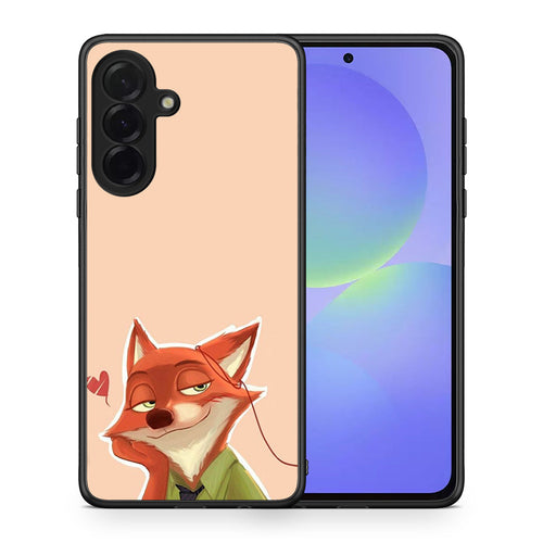 Θήκη Samsung Galaxy A36 Nick Wilde And Judy Hopps Love 1 από τη Smartfits με σχέδιο στο πίσω μέρος και μαύρο περίβλημα | Samsung Galaxy A36 Nick Wilde And Judy Hopps Love 1 case with colorful back and black bezels