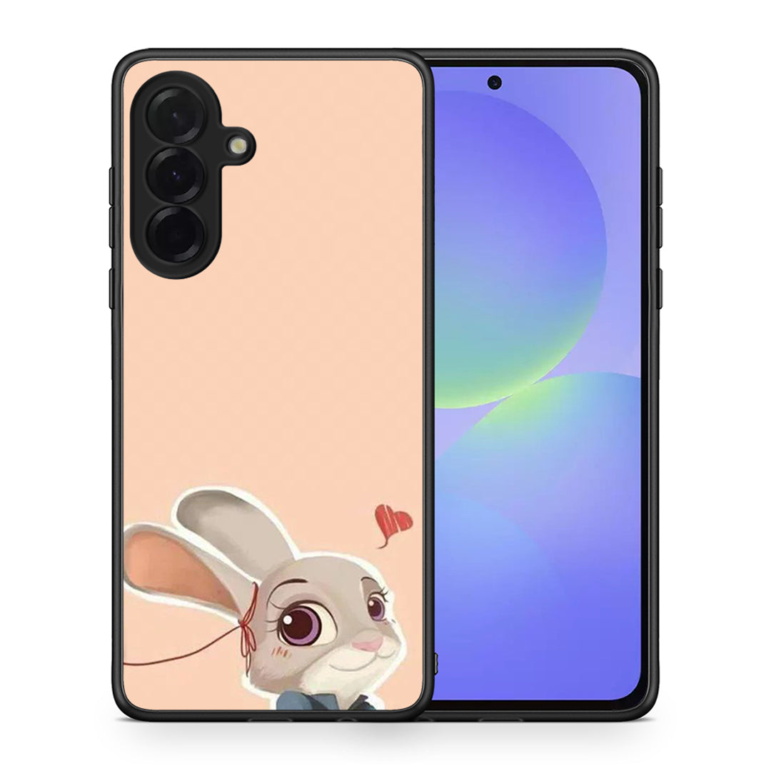 Θήκη Samsung Galaxy A36 Nick Wilde And Judy Hopps Love 2 από τη Smartfits με σχέδιο στο πίσω μέρος και μαύρο περίβλημα | Samsung Galaxy A36 Nick Wilde And Judy Hopps Love 2 case with colorful back and black bezels