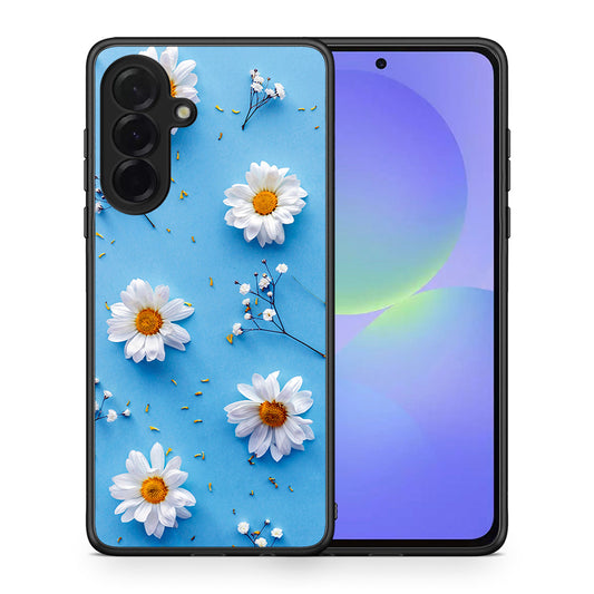 Θήκη Samsung Galaxy A36 Real Daisies από τη Smartfits με σχέδιο στο πίσω μέρος και μαύρο περίβλημα | Samsung Galaxy A36 Real Daisies case with colorful back and black bezels
