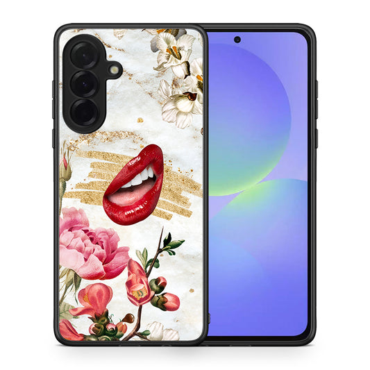 Θήκη Samsung Galaxy A36 Red Lips από τη Smartfits με σχέδιο στο πίσω μέρος και μαύρο περίβλημα | Samsung Galaxy A36 Red Lips case with colorful back and black bezels