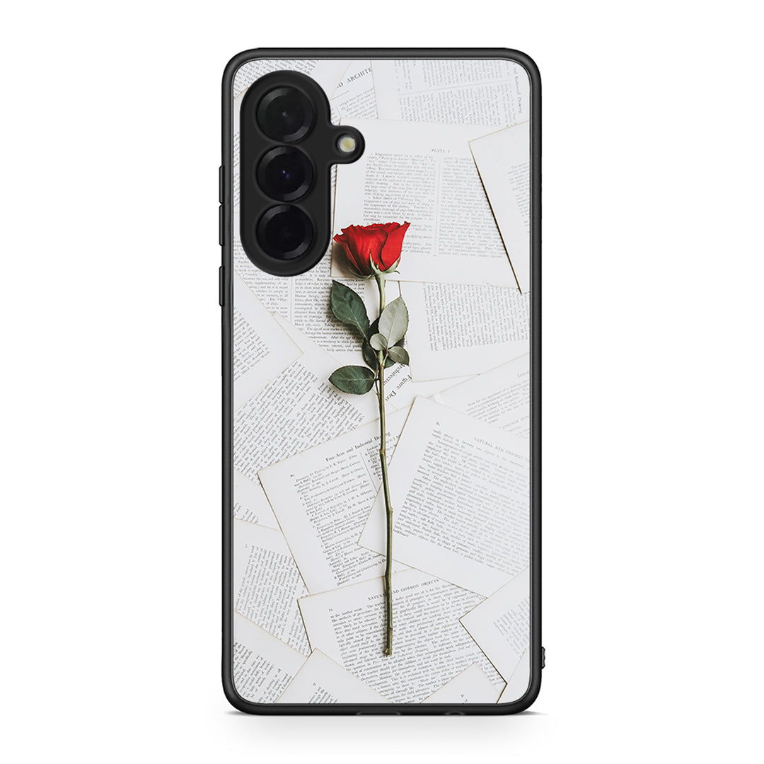 Samsung Galaxy A36 Red Rose θήκη από τη Smartfits με σχέδιο στο πίσω μέρος και μαύρο περίβλημα | Smartphone case with colorful back and black bezels by Smartfits