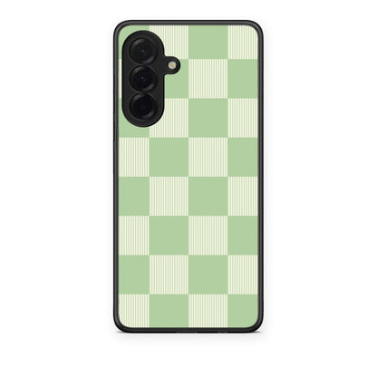 Θήκη Samsung Galaxy A36 Sage and Cream Striped Checks από τη Smartfits με σχέδιο στο πίσω μέρος και μαύρο περίβλημα | Samsung Galaxy A36 Sage and Cream Striped Checks case with colorful back and black bezels