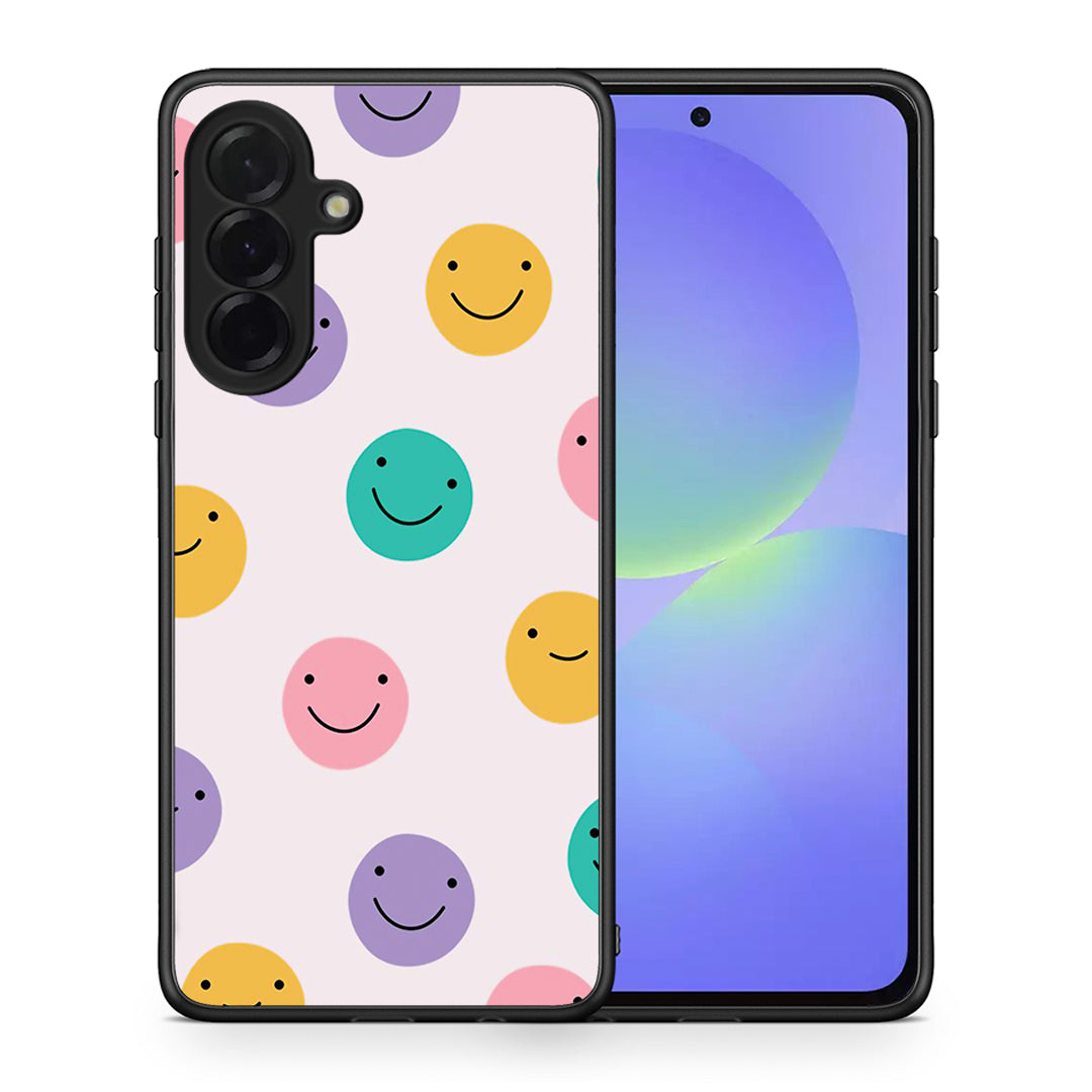 Θήκη Samsung Galaxy A36 Smiley Faces από τη Smartfits με σχέδιο στο πίσω μέρος και μαύρο περίβλημα | Samsung Galaxy A36 Smiley Faces case with colorful back and black bezels