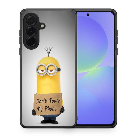 Θήκη Samsung Galaxy A36 Minion Text από τη Smartfits με σχέδιο στο πίσω μέρος και μαύρο περίβλημα | Samsung Galaxy A36 Minion Text case with colorful back and black bezels