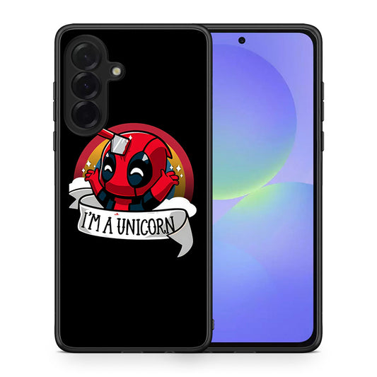 Θήκη Samsung Galaxy A36 Unicorn Deadpool από τη Smartfits με σχέδιο στο πίσω μέρος και μαύρο περίβλημα | Samsung Galaxy A36 Unicorn Deadpool case with colorful back and black bezels