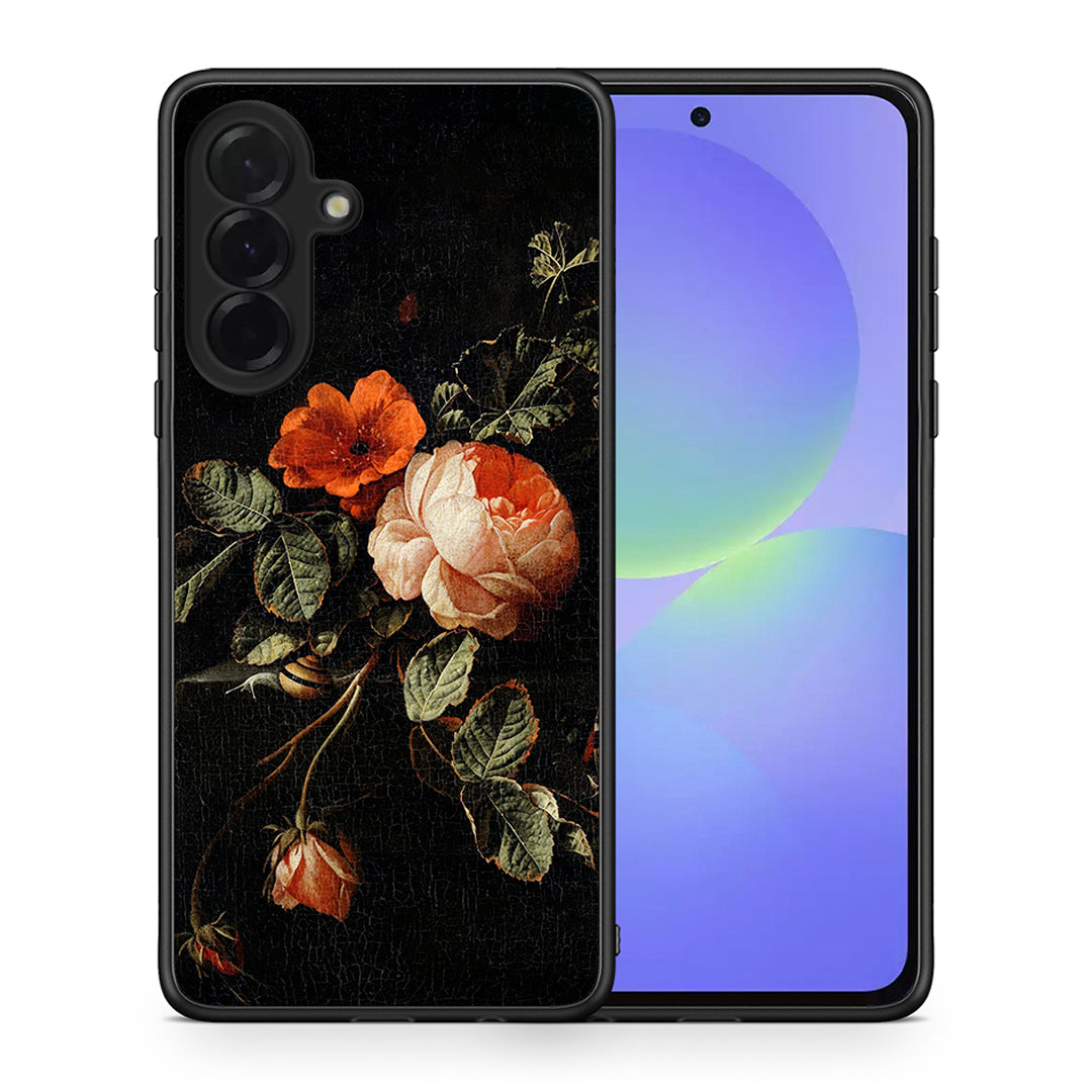 Θήκη Samsung Galaxy A36 Vintage Roses από τη Smartfits με σχέδιο στο πίσω μέρος και μαύρο περίβλημα | Samsung Galaxy A36 Vintage Roses case with colorful back and black bezels