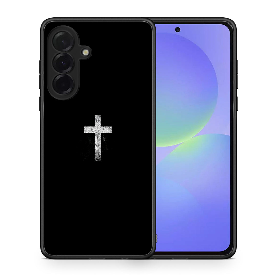 Θήκη Samsung Galaxy A36 White Cross από τη Smartfits με σχέδιο στο πίσω μέρος και μαύρο περίβλημα | Samsung Galaxy A36 White Cross case with colorful back and black bezels