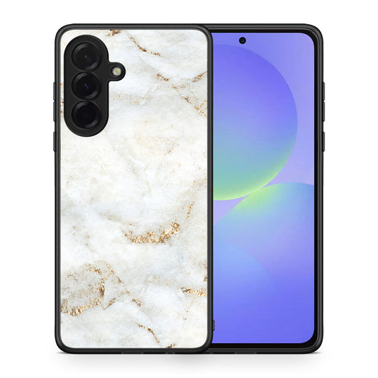 Θήκη Samsung Galaxy A36 White Gold Marble από τη Smartfits με σχέδιο στο πίσω μέρος και μαύρο περίβλημα | Samsung Galaxy A36 White Gold Marble case with colorful back and black bezels