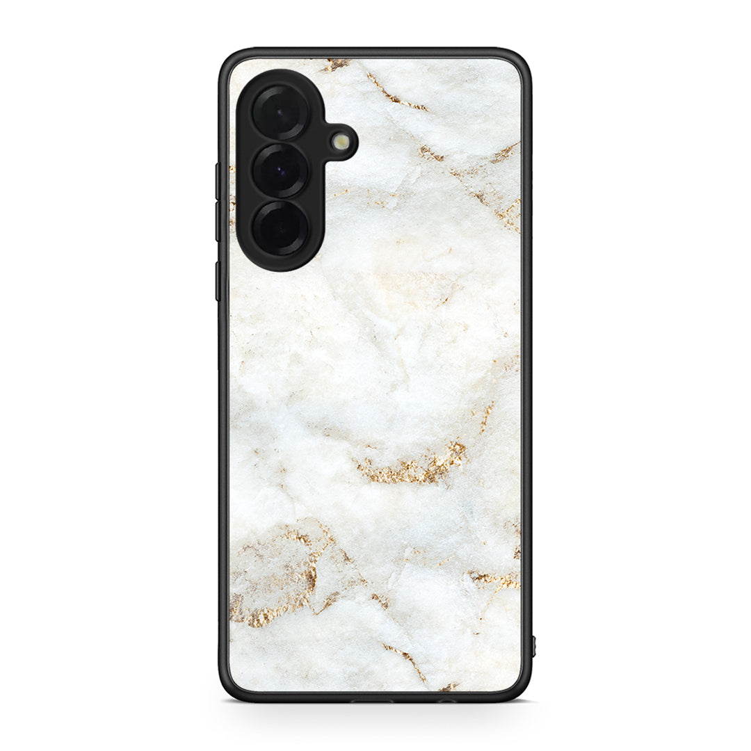Samsung Galaxy A36 White Gold Marble θήκη από τη Smartfits με σχέδιο στο πίσω μέρος και μαύρο περίβλημα | Smartphone case with colorful back and black bezels by Smartfits
