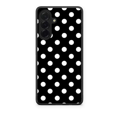 Θήκη Samsung Galaxy A36 White Polka Dots on Black από τη Smartfits με σχέδιο στο πίσω μέρος και μαύρο περίβλημα | Samsung Galaxy A36 White Polka Dots on Black case with colorful back and black bezels