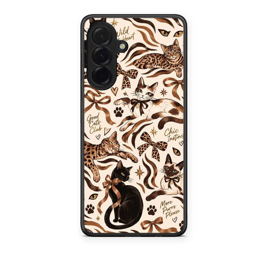 Θήκη Samsung Galaxy A36 Wild Cats and Animal Print Collage από τη Smartfits με σχέδιο στο πίσω μέρος και μαύρο περίβλημα | Samsung Galaxy A36 Wild Cats and Animal Print Collage case with colorful back and black bezels