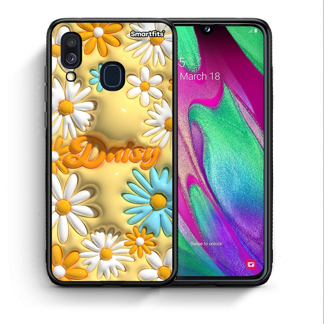 Θήκη Samsung A40 Bubble Daisies από τη Smartfits με σχέδιο στο πίσω μέρος και μαύρο περίβλημα | Samsung A40 Bubble Daisies case with colorful back and black bezels