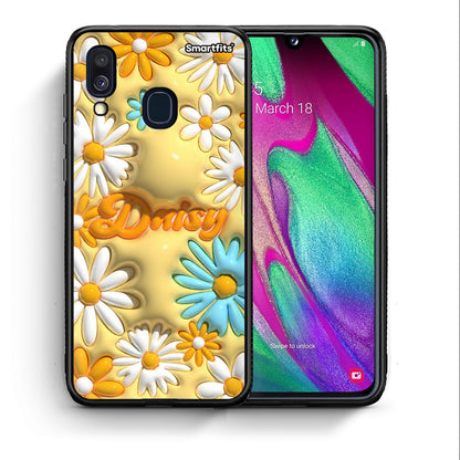 Θήκη Samsung A40 Bubble Daisies από τη Smartfits με σχέδιο στο πίσω μέρος και μαύρο περίβλημα | Samsung A40 Bubble Daisies case with colorful back and black bezels