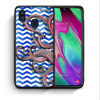 Thumbnail for Θήκη Samsung A40 Chevron Devilfish από τη Smartfits με σχέδιο στο πίσω μέρος και μαύρο περίβλημα | Samsung A40 Chevron Devilfish case with colorful back and black bezels