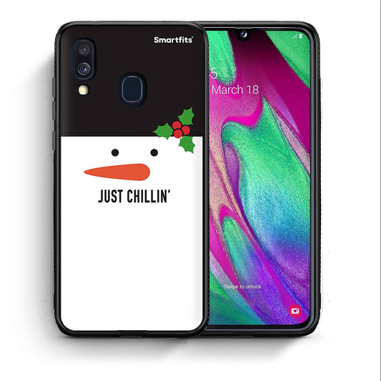 Θήκη Samsung A40 Christmas Chillin από τη Smartfits με σχέδιο στο πίσω μέρος και μαύρο περίβλημα | Samsung A40 Christmas Chillin case with colorful back and black bezels