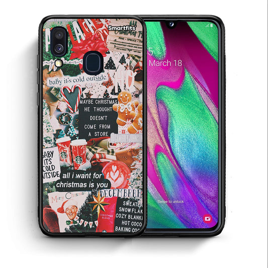 Θήκη Samsung A40 Christmas Happiness από τη Smartfits με σχέδιο στο πίσω μέρος και μαύρο περίβλημα | Samsung A40 Christmas Happiness case with colorful back and black bezels