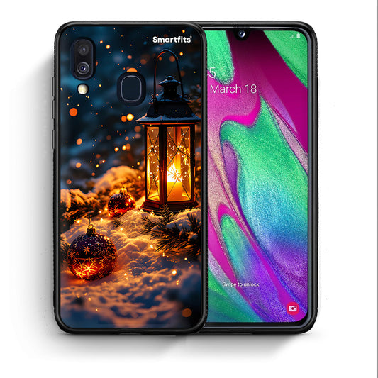Θήκη Samsung A40 Christmas Ornaments από τη Smartfits με σχέδιο στο πίσω μέρος και μαύρο περίβλημα | Samsung A40 Christmas Ornaments case with colorful back and black bezels