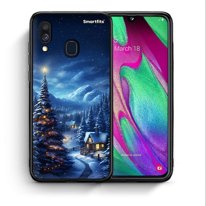 Θήκη Samsung A40 Christmas Scenery από τη Smartfits με σχέδιο στο πίσω μέρος και μαύρο περίβλημα | Samsung A40 Christmas Scenery case with colorful back and black bezels