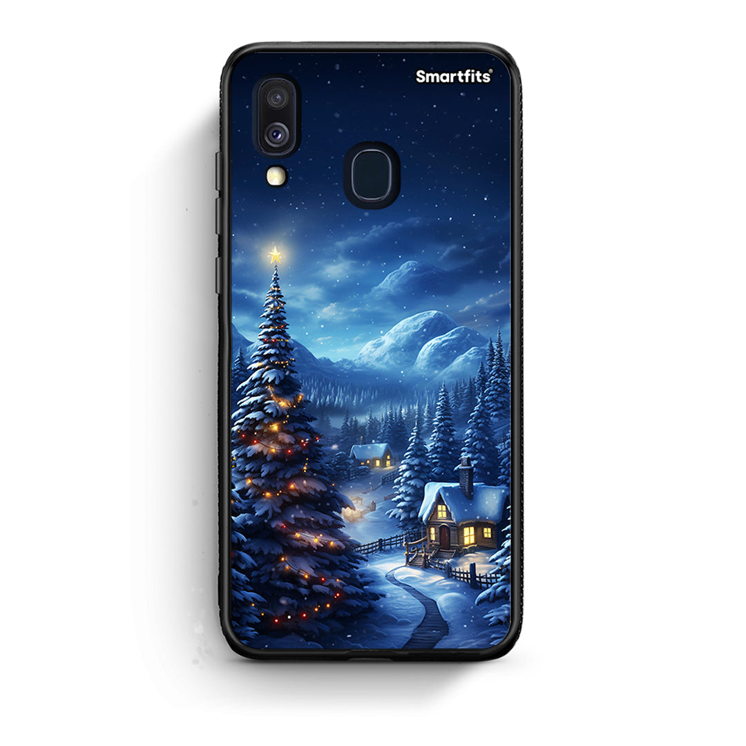 Samsung A40 Christmas Scenery θήκη από τη Smartfits με σχέδιο στο πίσω μέρος και μαύρο περίβλημα | Smartphone case with colorful back and black bezels by Smartfits