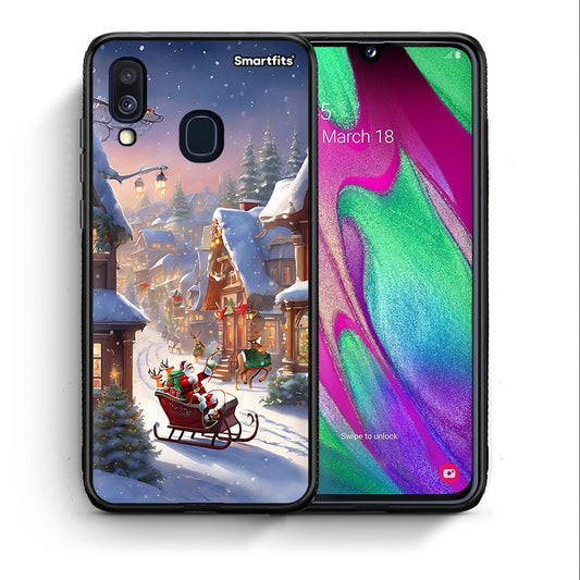 Θήκη Samsung A40 Christmas Snow από τη Smartfits με σχέδιο στο πίσω μέρος και μαύρο περίβλημα | Samsung A40 Christmas Snow case with colorful back and black bezels