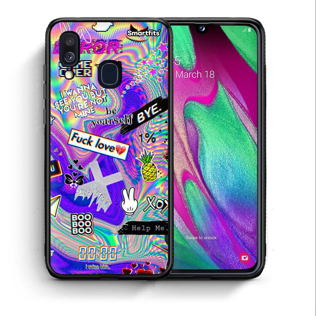 Θήκη Samsung A40 Game Over από τη Smartfits με σχέδιο στο πίσω μέρος και μαύρο περίβλημα | Samsung A40 Game Over case with colorful back and black bezels