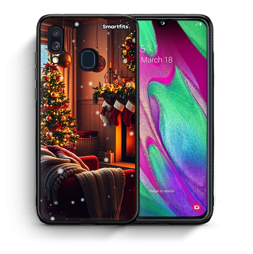 Θήκη Samsung A40 Home For Christmas από τη Smartfits με σχέδιο στο πίσω μέρος και μαύρο περίβλημα | Samsung A40 Home For Christmas case with colorful back and black bezels